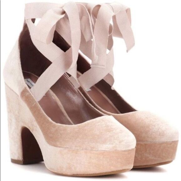 TABITHA Simons Pink Velvet Sky Platform Heels - Picture 2 of 3